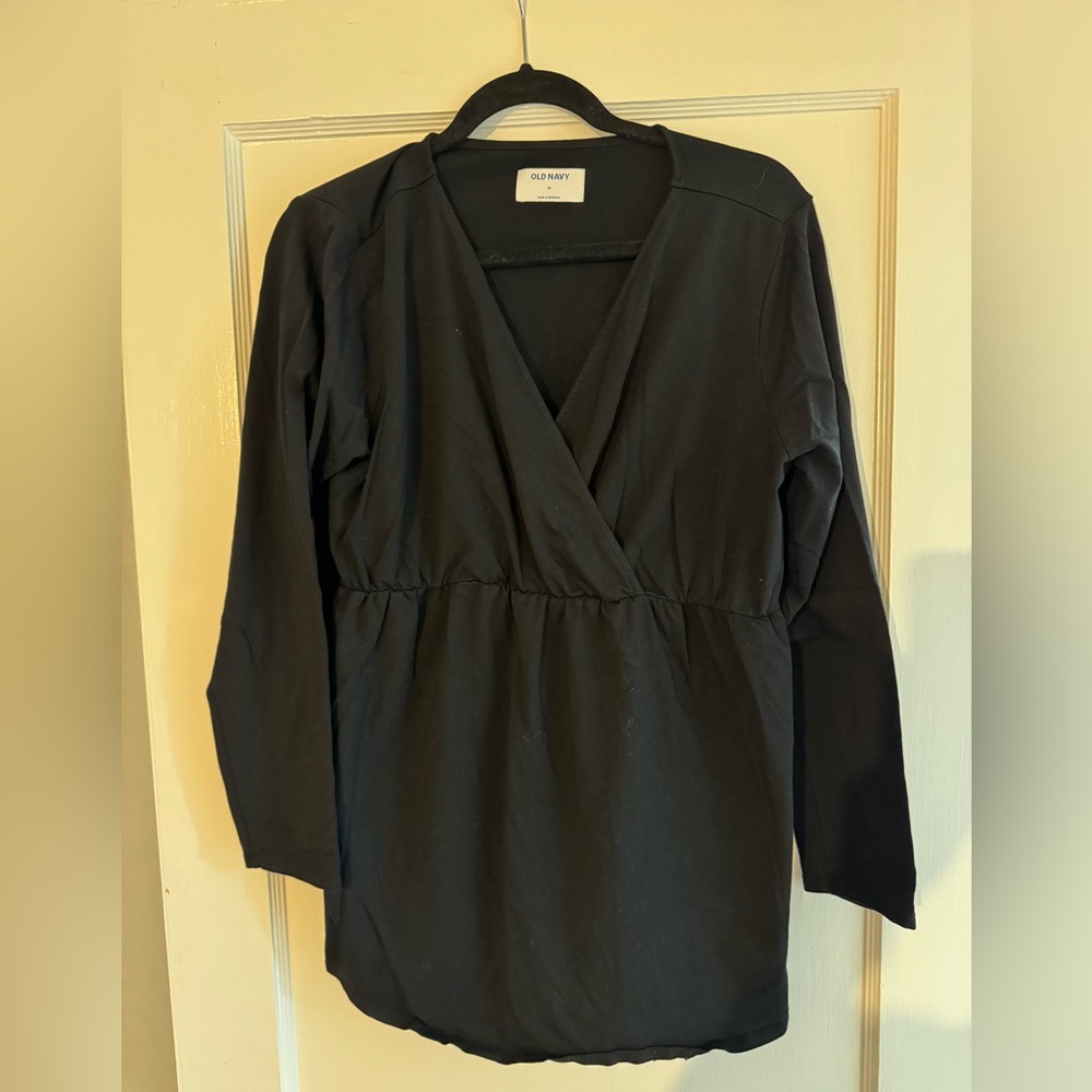 Old Navy Maternity Faux Wrap Black Blouse. Size XL